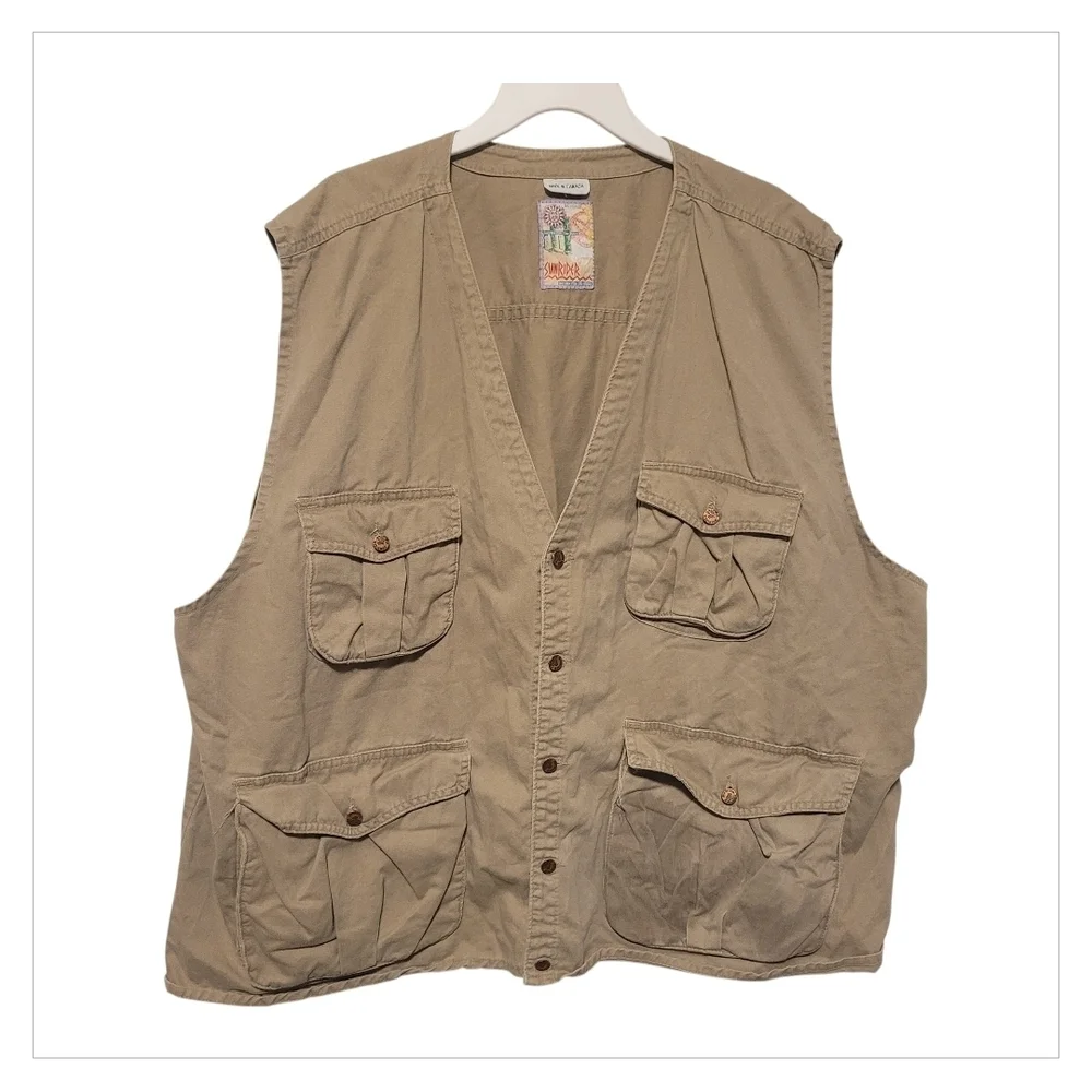 Vintage Sunrider 2XL Cotton Utility Safari Vest Canada - Picture 3 of 6